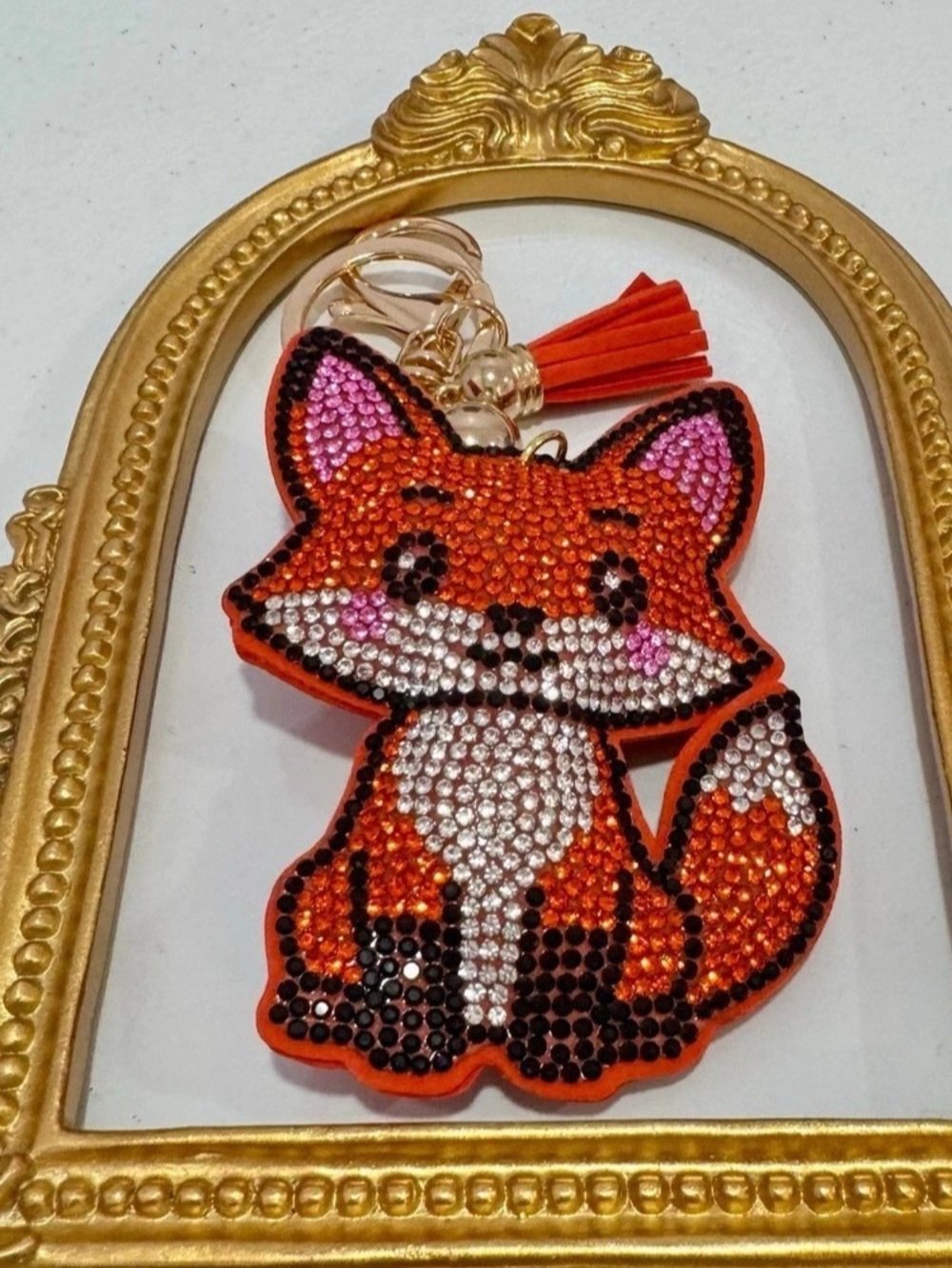 New Fox Rhinestone Keychain Orange & Black - Picture 5 of 5